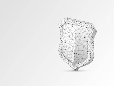 Güvenlik kalkanı soyut origami stil görüntüsü. Poligonal vektör iş kavramı veri koruma illüstrasyon. Düşük Poli tel kafes, geometri üçgen, çizgiler, noktalar, çokgenler beyaz arka plan üzerinde