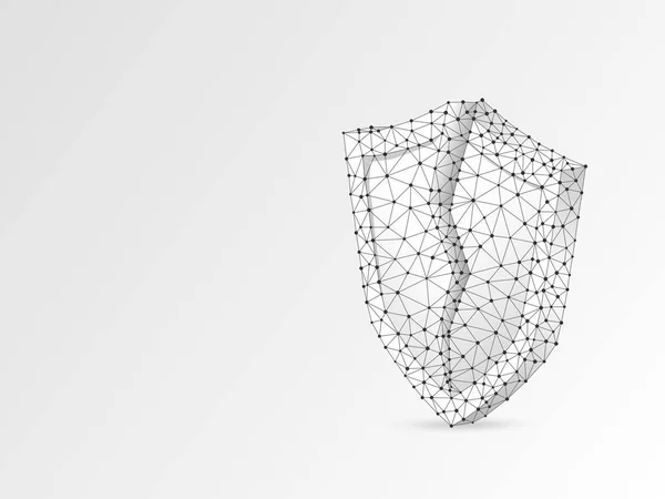 Broken Security bouclier abstrait origami illustration 3D. Concept d'entreprise Polygonal Vector de crash de protection des données. Trame basse poly, triangle géométrique, lignes, points, polygones sur fond blanc — Image vectorielle