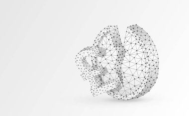 İngiliz Sterlini para birimi. Origami 3d illüstrasyon. Poligonal Vektör iş, para, istikrarsız finans, piyasa çökmesi, kırık daire kavramı. Düşük poli tel kafes, üçgen, çizgiler, nokta. Beyaz arka plan