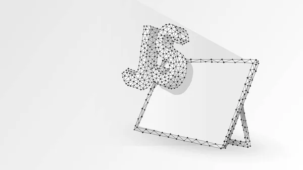 Java-Skript-Codierung Sprachzeichen auf weißem Tablet-Bildschirm. Gerät, Programmierung, Konzeptentwicklung. abstrakte, digitale, Wireframe, Low-Poly-Mesh, Vektor weiße Origami-3D-Illustration. Linienpunkt — Stockvektor
