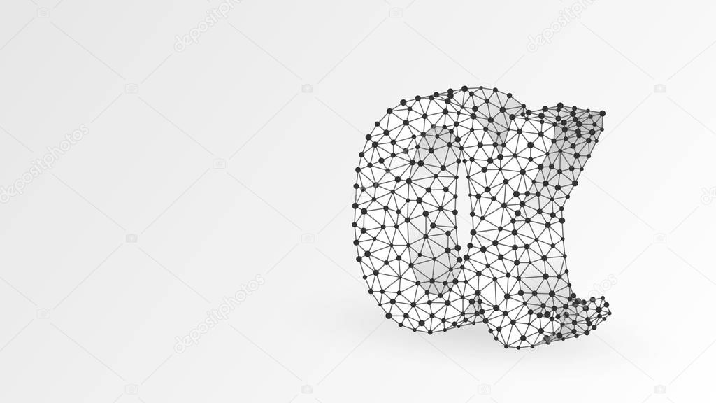 Alpha The First Letter Of A Greek Alphabet Greek Numerals Mathematical Number One Concept Abstract Digital Wireframe Low Poly Mesh Vector White Origami 3d Illustration Triangle Line Dot Premium Vector In