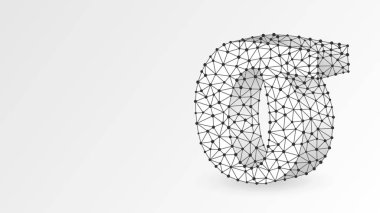 Sigma, Yunan alfabesinin harfi. Yunan rakamları, matematiksel iki yüz sayı kavramı. Soyut, dijital, tel kafes, düşük poly örgü, vektör beyaz origami 3d illüstrasyon. Üçgen, çizgi, nokta