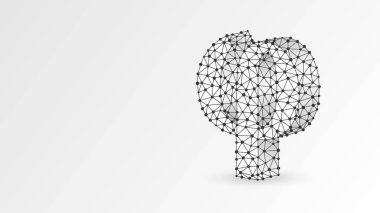 Phi, Yunan alfabesinin harfi. Yunan rakamları, matematiksel 500 sayı kavramı. Soyut, dijital, tel kafes, düşük poly örgü, vektör beyaz origami 3d illüstrasyon. Üçgen, çizgi, nokta