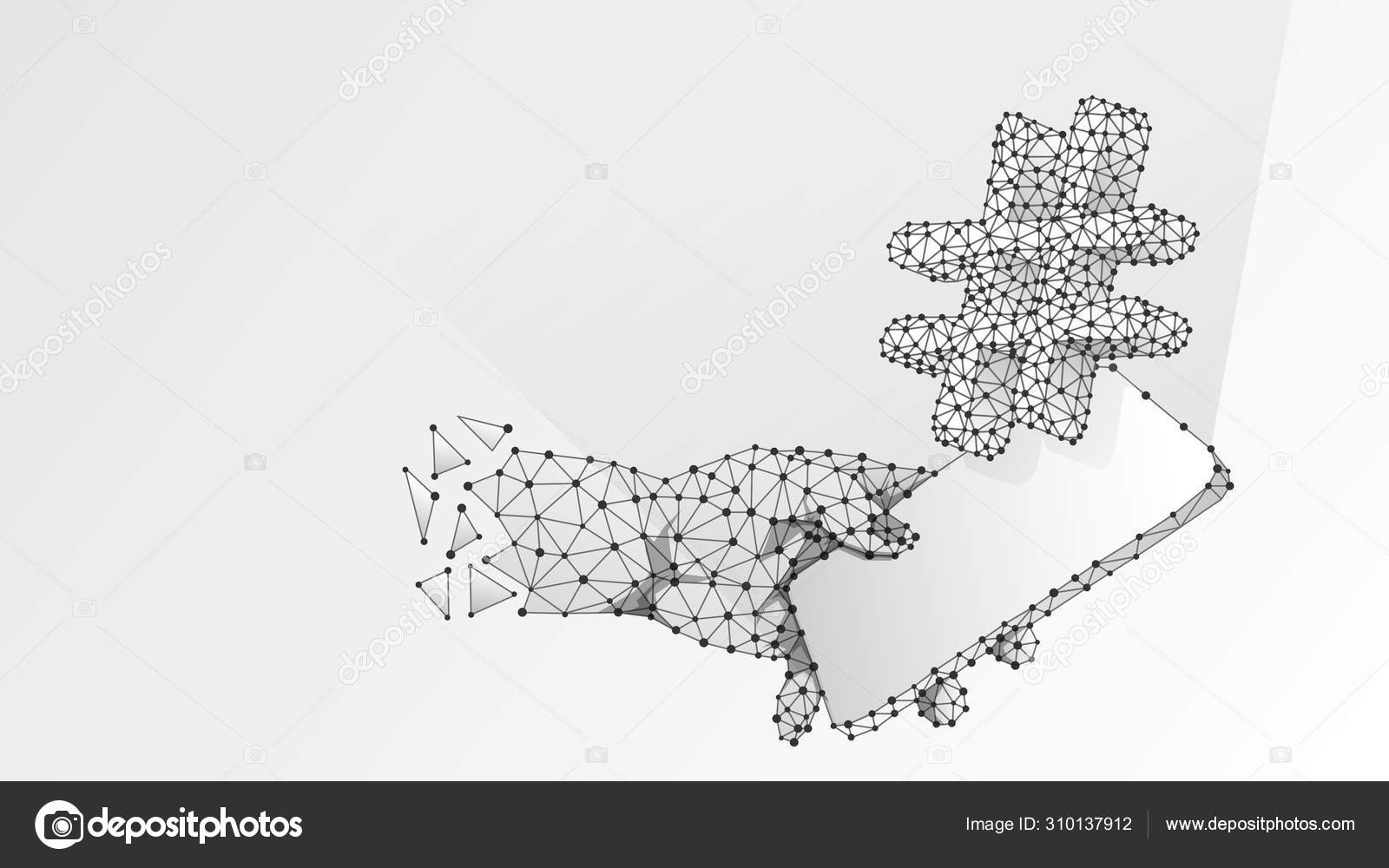 Phone In A Hand With Hashtag Number Mark On Mobile Screen Chat Media Community Message Concept Abstract Digital Wireframe Low Poly Mesh Vector White Origami 3d Illustration Line Dot Vector Image