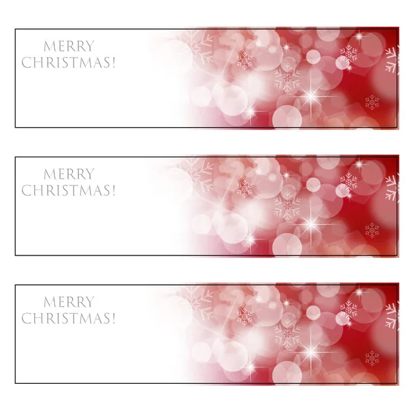 Sada Elegantních Vánočních Praporců Bokeh Hvězdami Tři Vánoční Horizontální Praporce — Stock fotografie