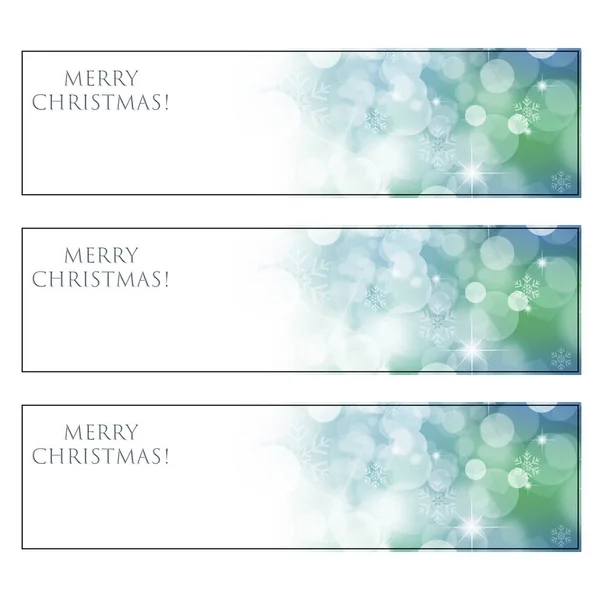 Set Van Elegante Kerstspandoeken Met Bokeh Sterren Drie Horizontale Kerstspandoeken — Stockfoto