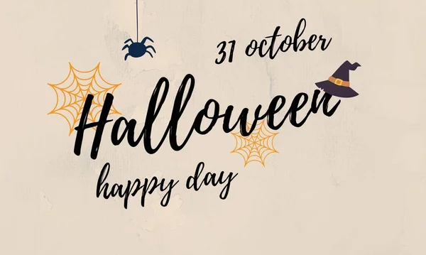 Skizzierter Schriftzug Oktober Halloween Tag Auf Strukturiertem Hintergrund Schrifttypografie Halloween — Stockvektor