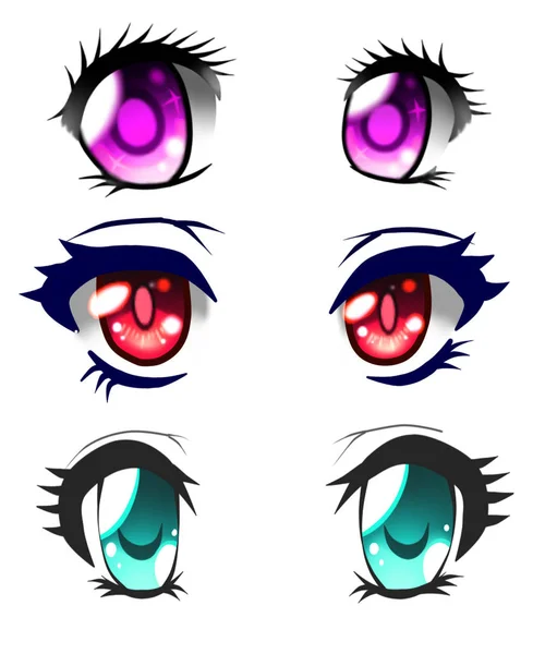 Conjunto Ojos Anime Hermosos Colores —  Fotos de Stock