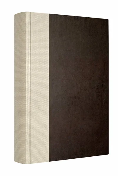 Brown Thick Book Isolated White Background Spine Covered Fabric Material — Stock Photo, Image