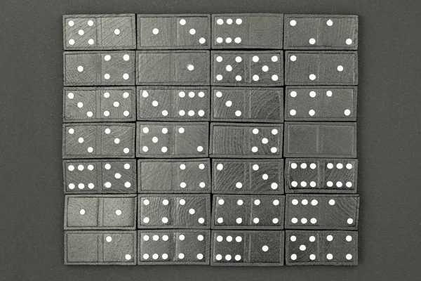 Černé Domino Izolované Černý Papír Laďěnou Úplná Sada — Stock fotografie