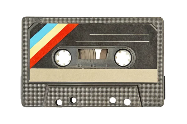 Retro sol ses bandı beyaz arka plan üzerinde renkli çizgili siyah