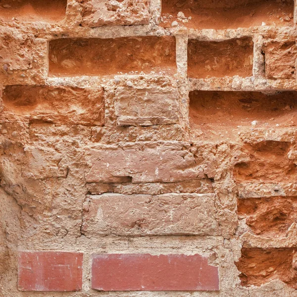 Close-up abandoned brick wall — Stock Photo, Image