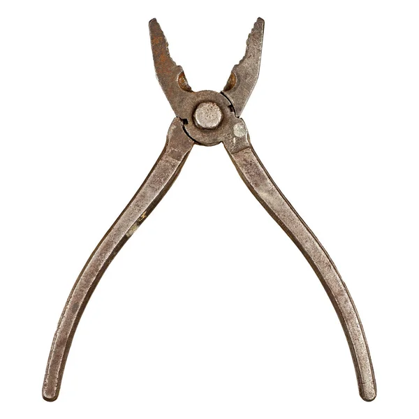 Old rusty pliers isolated on white background. — Stock Photo, Image