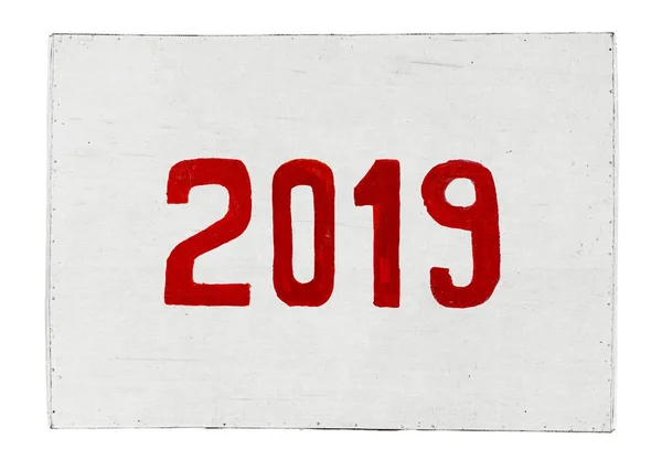 Nytt år 2019 målad plywood ombord. Grisens år. — Stockfoto