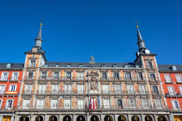 Vista Bela Colorida Plaza Mayor Centro Madrid Espanha — Fotografia de Stock