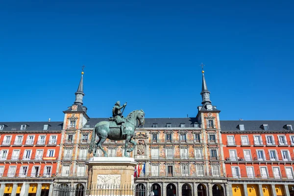 Beautiful Plaza Mayor Madrid Spain Statue Philip Iii — Stock Photo, Image