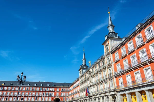 Piękny Widok Niesamowity Plaza Mayor Błękitnego Nieba Madryt Hiszpania — Zdjęcie stockowe