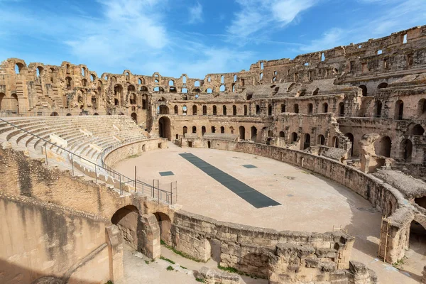 Widok Starożytny Rzymski Ampthitheater Jem Tunezja — Zdjęcie stockowe