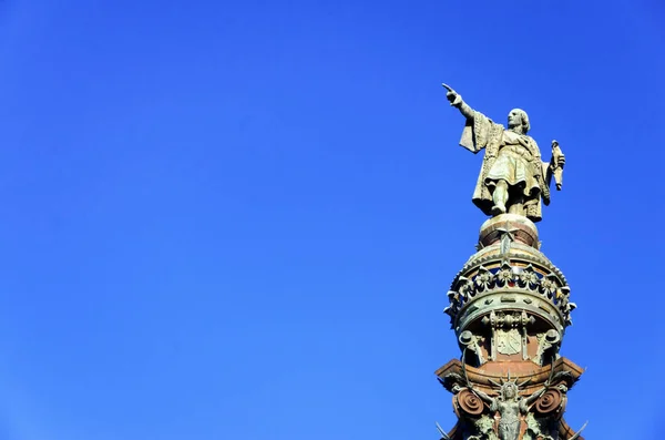 Detailní Záběr Vrcholu Christopher Columbus Monument Barceloně Španělsko — Stock fotografie