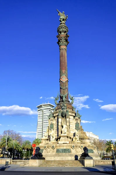 Famoso Monumento Cristoforo Colombo Barcellona Spagna — Foto Stock