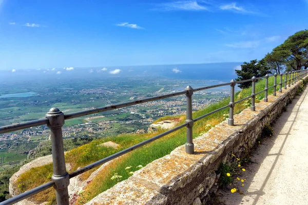 Landskapet Från Det Normandiska Slottet Erice Sicilien Italien — Stockfoto