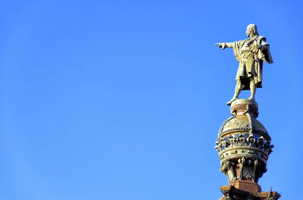 Zbliżenie Rzeźby Krzysztofa Kolumba Barcelona Hiszpania — Zdjęcie stockowe