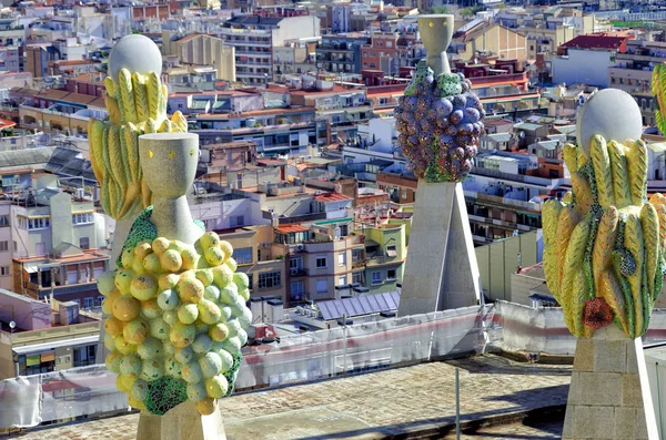 Esculturas Telhado Catedral Sagrada Família Barcelona Espanha — Fotografia de Stock