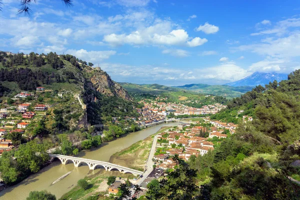 Vista Paisagem Berat Albânia — Fotografia de Stock