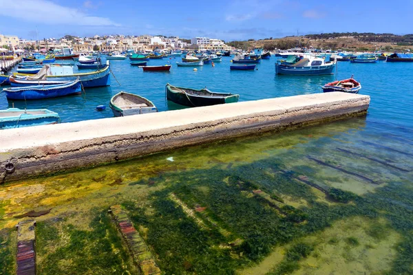 Panoramiczny Widok Portu Marsaxlokk Malta — Zdjęcie stockowe