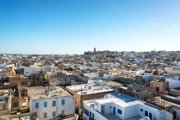 Cityscape Medina Sousse Tunísia Com Kasbah Segundo Plano — Fotografia de Stock