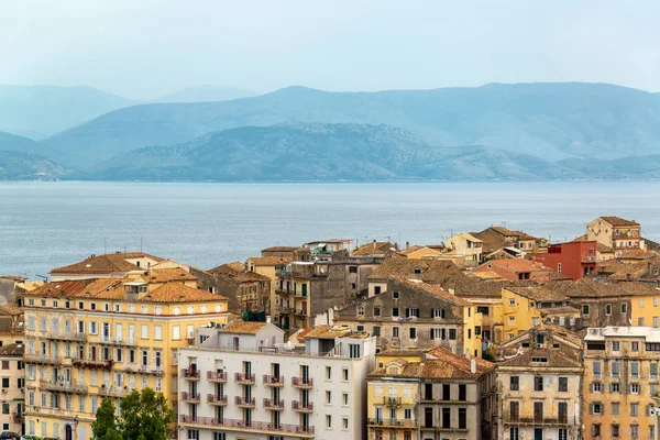 Stadsbilden Korfu Grekland Med Joniska Havet Bakgrunden — Stockfoto