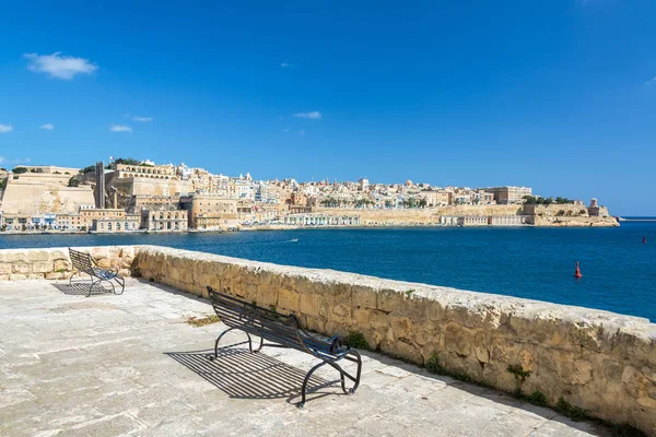 Piękny Widok Valletta Malta Jak Widać Senglea Jedno Trzech Miast — Zdjęcie stockowe