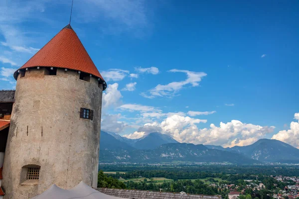 Torre Nel Castello Bled Che Domina Città Bled Slovenia — Foto Stock
