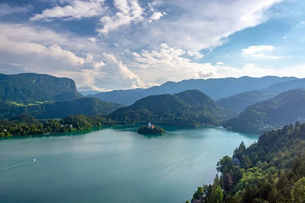 Vista Aérea Lago Bled Bled Island Bled Eslovênia — Fotografia de Stock