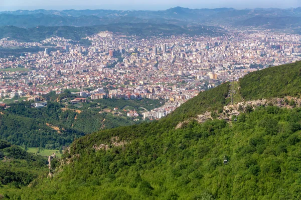 Vista Paisagem Urbana Tirana Albânia Vista Dajti Express — Fotografia de Stock