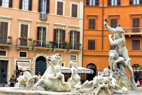 Rzym Włochy Maja Fontanny Neptuna Piazza Navona Rzymie Maja 2018 — Zdjęcie stockowe