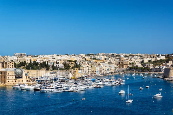 Stadsbild Kalkara Malta Med Kalkaras Småbåtshamn Förgrunden — Stockfoto