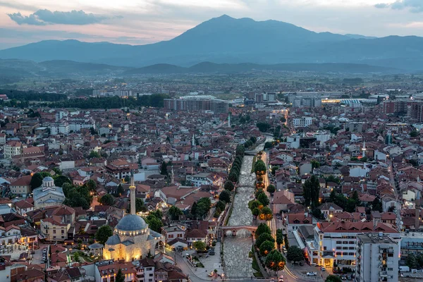 Красивый Вид Город Призрен Косово Снятый Сразу После Захода Солнца — стоковое фото