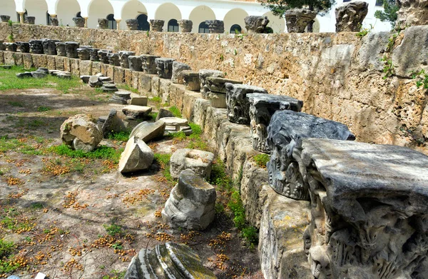 Ruins Parts Roman Columns Garden Carthage Tunisia — Stock Photo, Image
