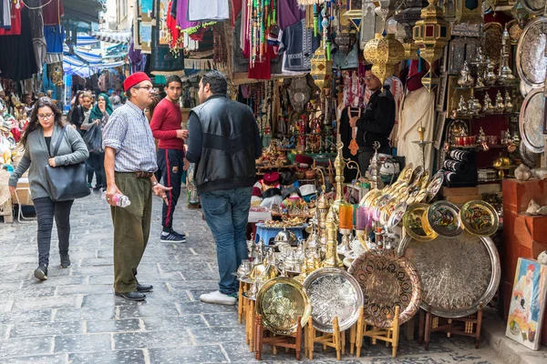 Tunis Tunezja Kwietnia Aktywność Rynku Historyczna Medyna Tunisie Kwietnia 2018 — Zdjęcie stockowe