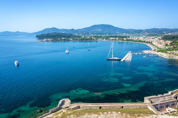 Baía Azul Bonita Ilha Idílica Corfu Grécia — Fotografia de Stock