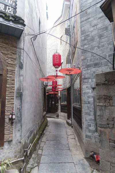 Fenghuang Hunan China Diciembre 2018 Calles Estrechas Del Casco Antiguo — Foto de Stock