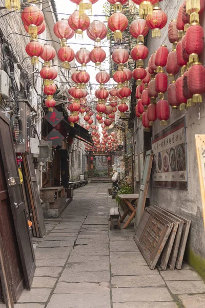 Fenghuang Hunan China Diciembre 2018 Calles Estrechas Del Casco Antiguo — Foto de Stock