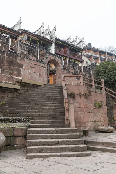 Fenghuang Hunan Chine Décembre 2018 Escalier Pierre Pour Accéder Mur — Photo