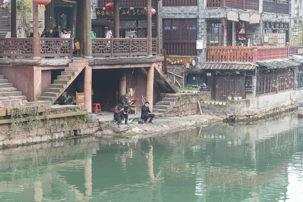 Fenghuang Hunan China Diciembre 2018 Vista Desde Orilla Del Río — Foto de Stock