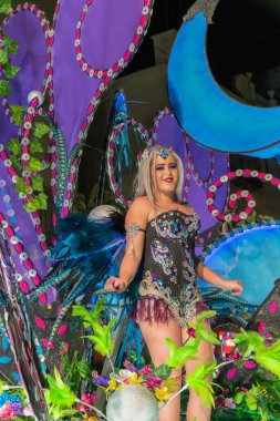 Karnaval kutlamak için insanlar vinaros, sokaklarında kostümleri giyinme