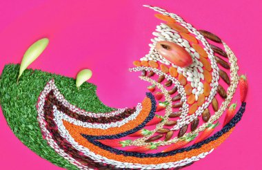 Doku ile soyut fotoğraf. Pembe arka plan.