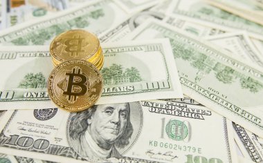 Altın bitcoin, Bitcoin internet para birimi kavramı madencilik.