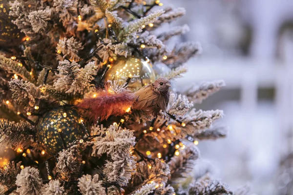 Aur Crăciun Fundal Lumini Copac Decorat Decor Anul Nou — Fotografie, imagine de stoc