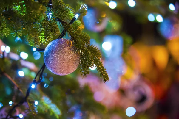 Green Christmas Tree Balls Other Attributes Outdoor Christmas Decorations — Stock Photo, Image